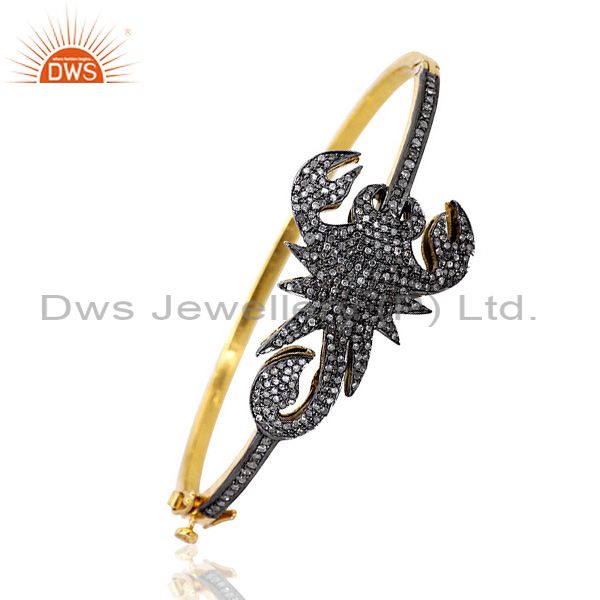 Scorpion design 925 silver 1.68ct diamond pave bangle vintage inspired