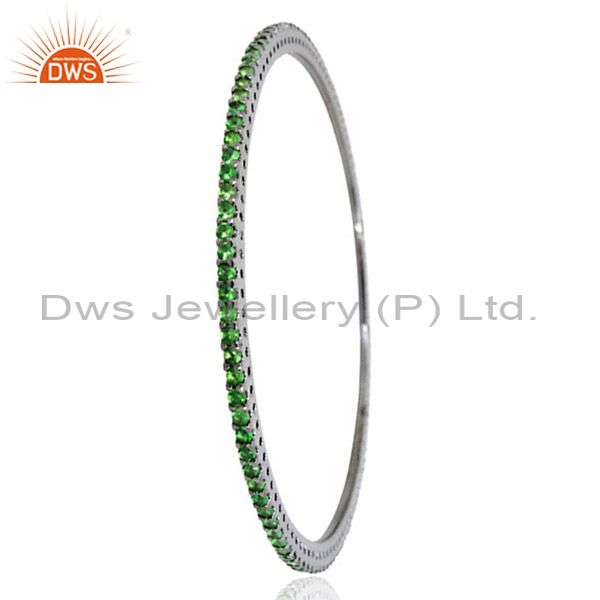 Natural tsavorite gemstone solid silver bangle manufacturers india