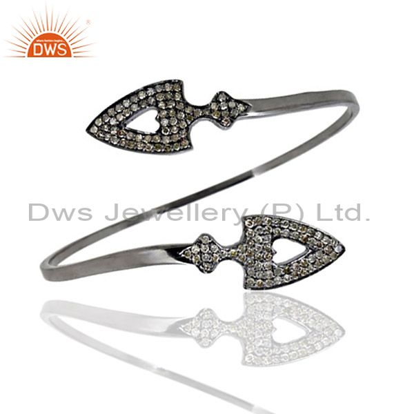 Arrow head cuff bangle 925 silver diamond vintage look jewelry qy