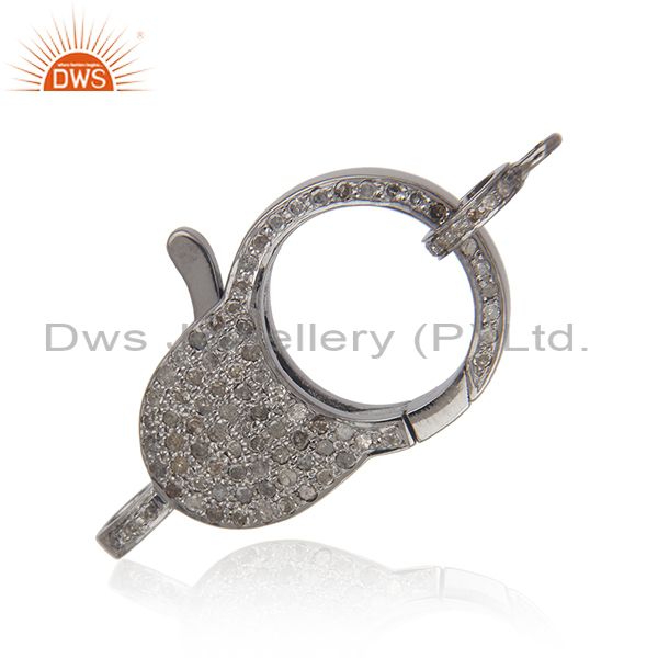 1.16 ct pave diamond .925 sterling silver clasp lock connector finding jewelry