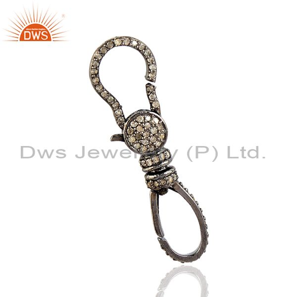 Pave diamond clasp lock finding sterling silver women gift jewelry fine edh