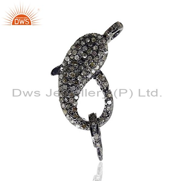 925 sterling silver pave natural diamond lobster clasp handmade jewelry finding