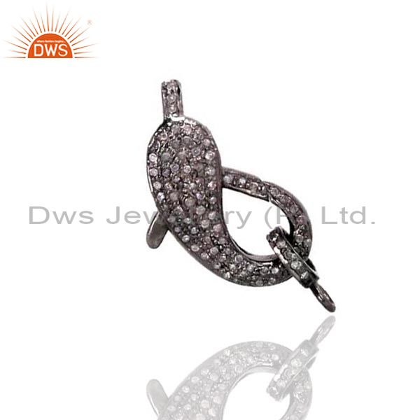 Sterling silver diamond pave latest fish lobster clasp finding jewelry 31x8 mm