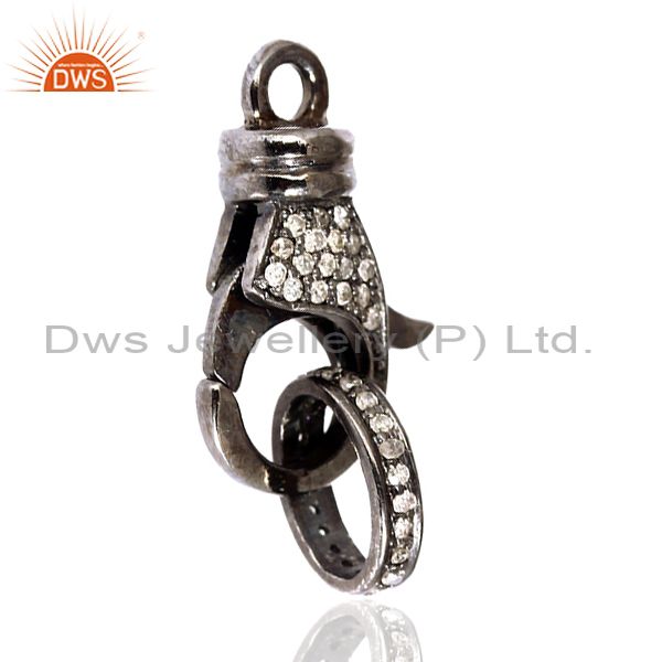 0.26ct diamond sterling silver clasp lock connector finding jewelry