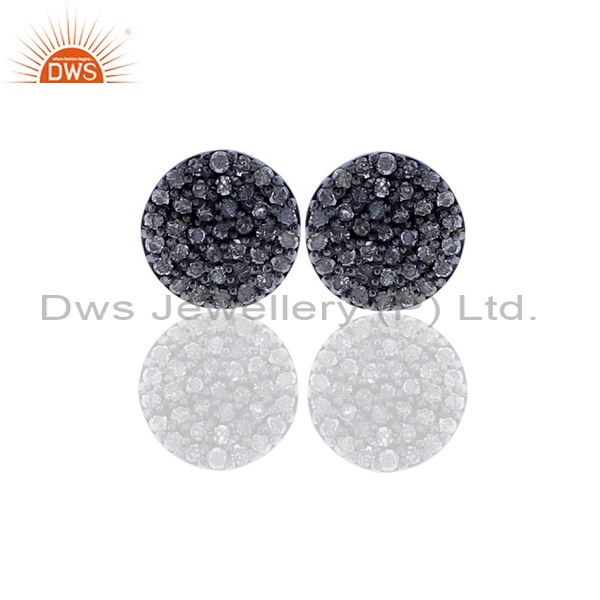 Disc & Round Shape Diamond Stud Earrings Silver Gold Jewelry Gift For Christmas