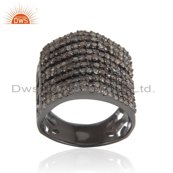 1.03 ct natural pave diamond handmade ring .925 sterling silver designer jewelry