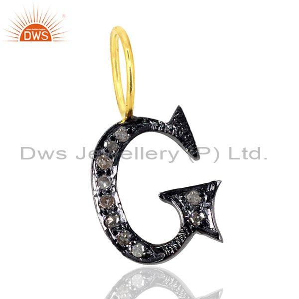 G initial charm natural pave diamond latest 925 sterling silver pendant jewelry