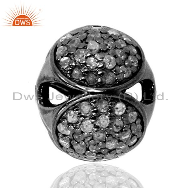 12mm disco bead ball diamond pave spacer finding 925 sterling silver jewelry