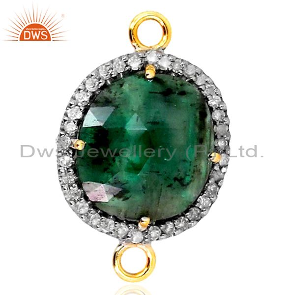 Sterling silver diamond pave gemstone emerald connector finding 14k gold jewelry
