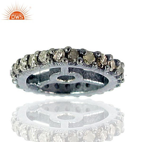 New fashion .43ct diamond pave wheel spacer findings jewelry 925 sterling silver