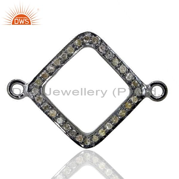 17 mm 925 sterling silver link bracelet connector diamond pave finding jewelry