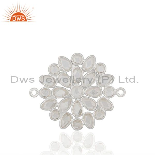 White cz solid 925 silver handmade connector jewelry findings manufacturers