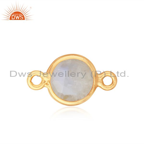 Rainbow moonstone gold plated 925 silver connector jewelry finding