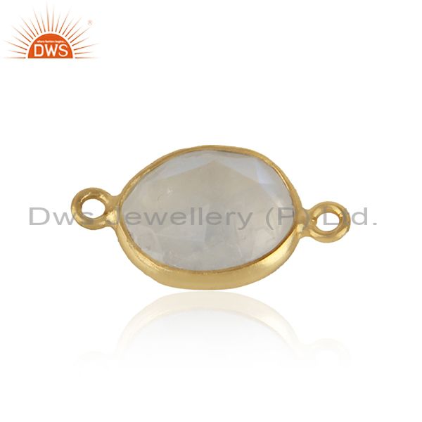 Connector in 18k yellow gold on silver 925 with rainbow moonstone