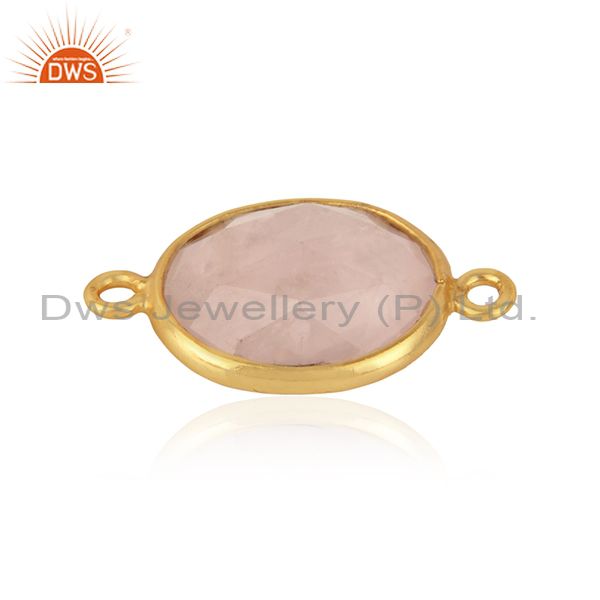 Connector in 18k yellow gold on silver 925 with rose quartz