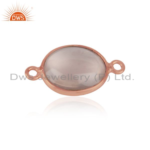 Jewelry connector in rose gold over silver 925 and rose quartz