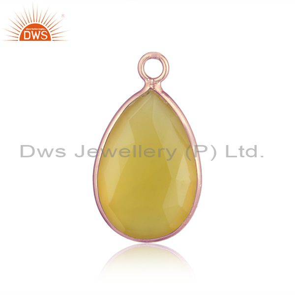 Classic designer charm in rose gold on silver with yellow chalcedony