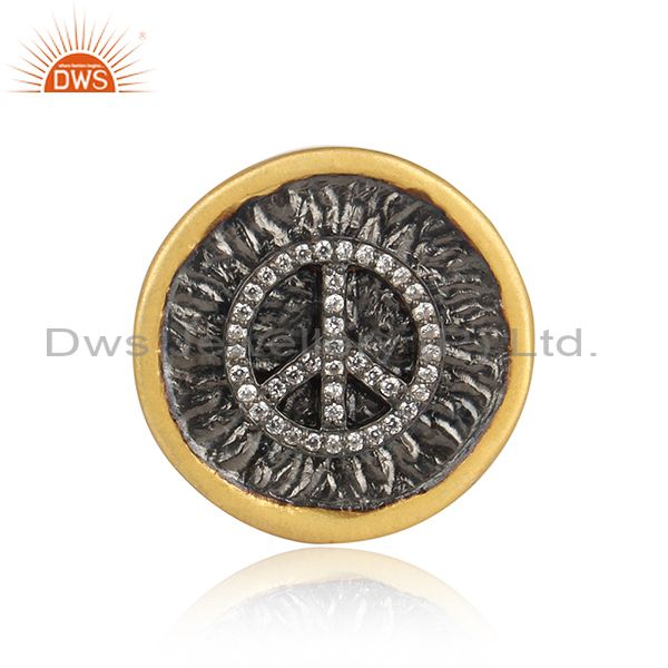 Fancy Cubic Zirconia Set Sterling Silver Gold Plated Brooch