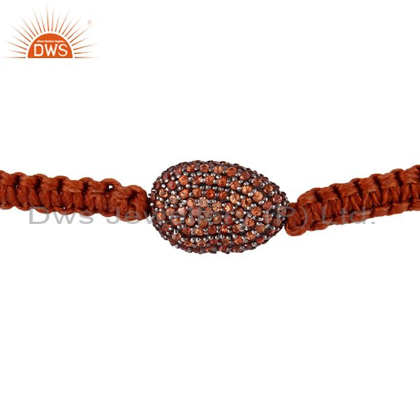 Orange sapphire 925 sterling silver beads gemstone macrame unisex bracelet