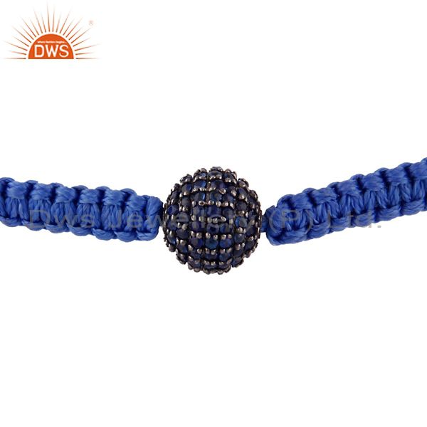 925 silver blue sapphire gemstone bead macrame thread shamballa bracelets