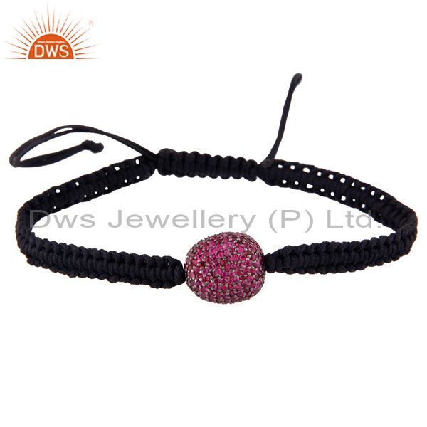 Ruby gemstone beads macrame bracelet sterling silver handmade fashion jewelry