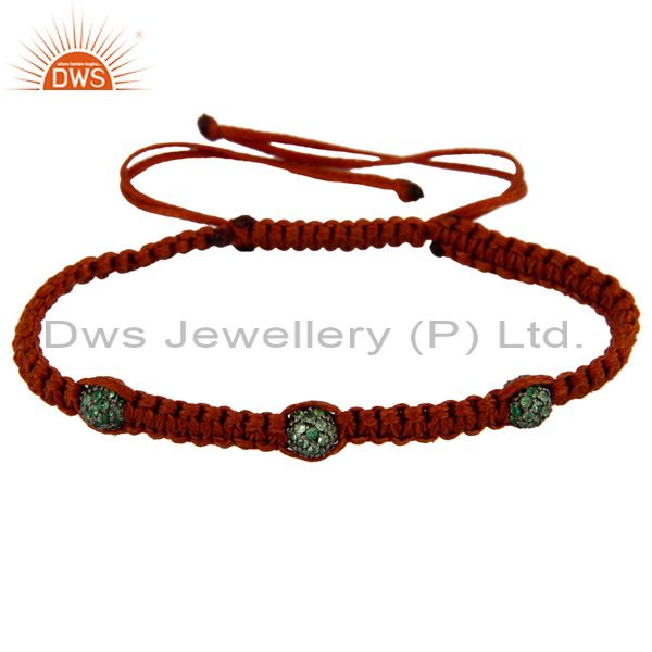 925 sterling silver tsavorite green gemstone beads macrame fashion bracelets