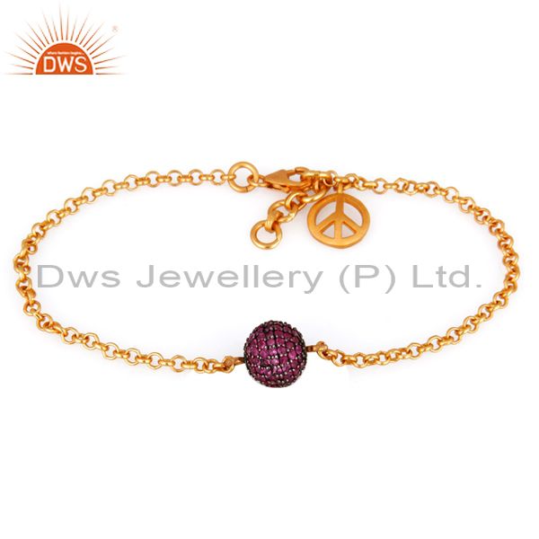 18k gold over 925 sterling silver real ruby gemstone lovely chain bracelets