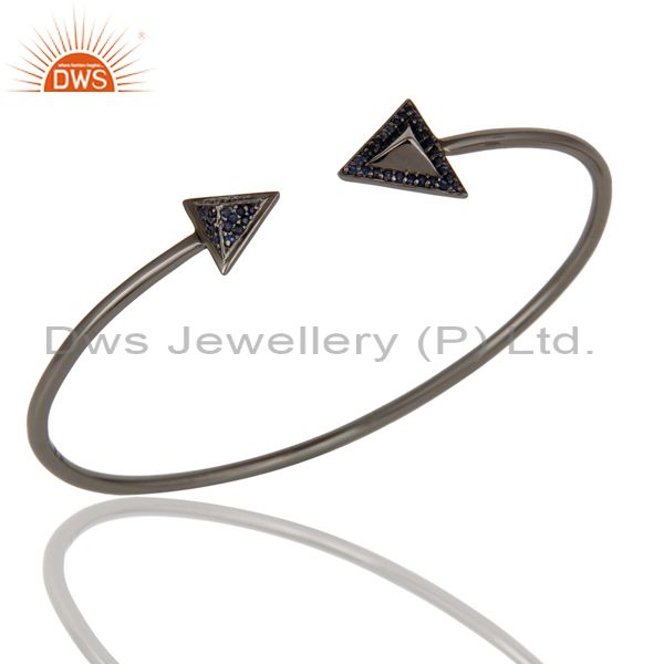 925 sterling silver blue sapphire gemstone bangle bracelet jewelry