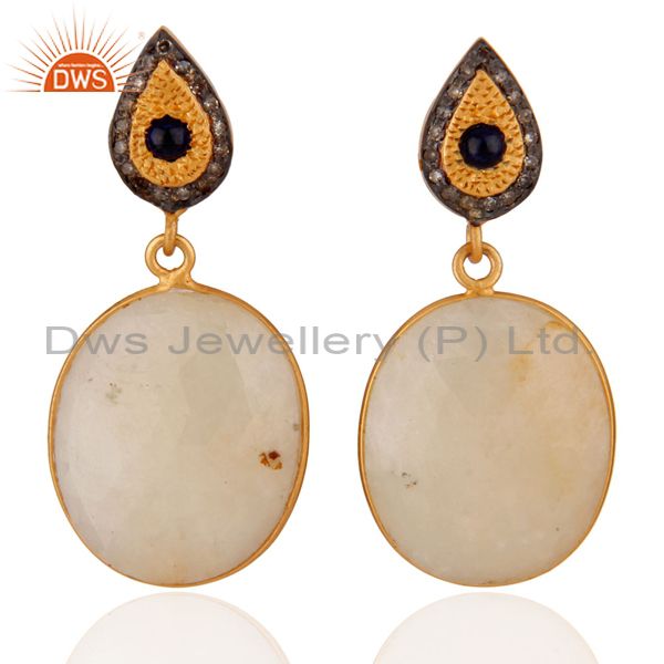 Yellow Sapphire Slice Dangle Earrings Fashion Woman Indian Handmade 925 Silver J