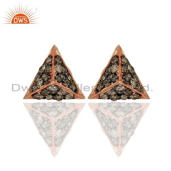 Wholesale Rose Gold Plated Pave Diamond Stud Earrings Jewelry Supplier