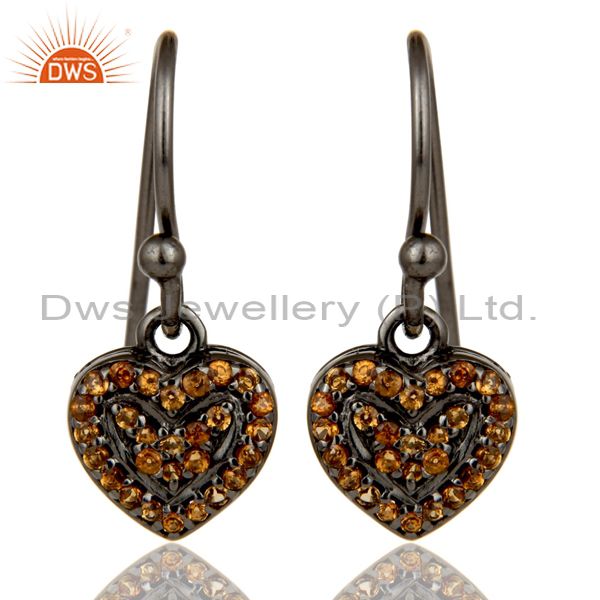 Spessartite and Oxidized Sterling Silver Heart Design Earring