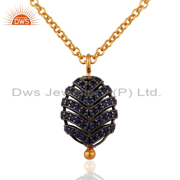 Genuine blue sapphire 18k gold plated 925 sterling silver chain bracelets jewelry