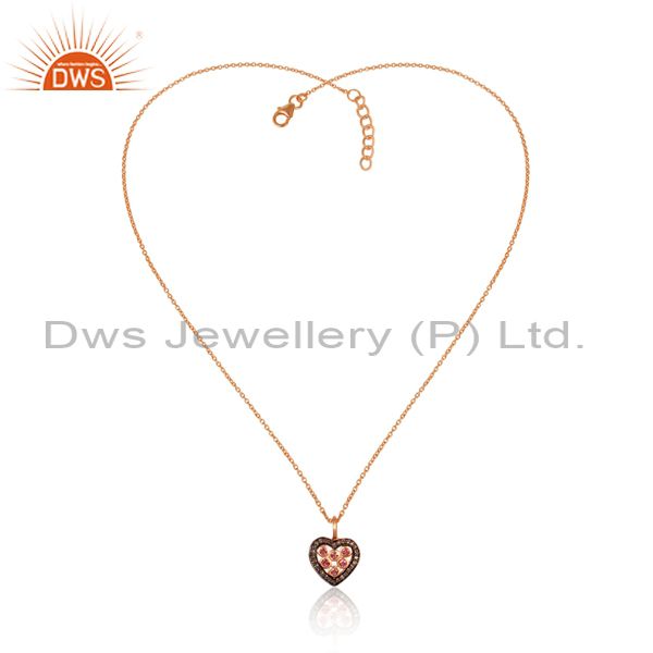 925 silver pink tourmaline and diamond chain pendant manufacturer jaipur india