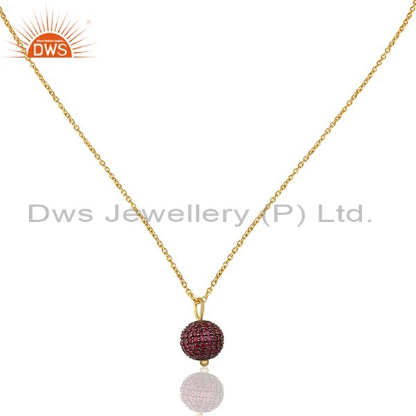 Natural ruby beads ball 925 silver gold plated pendant manufacturers