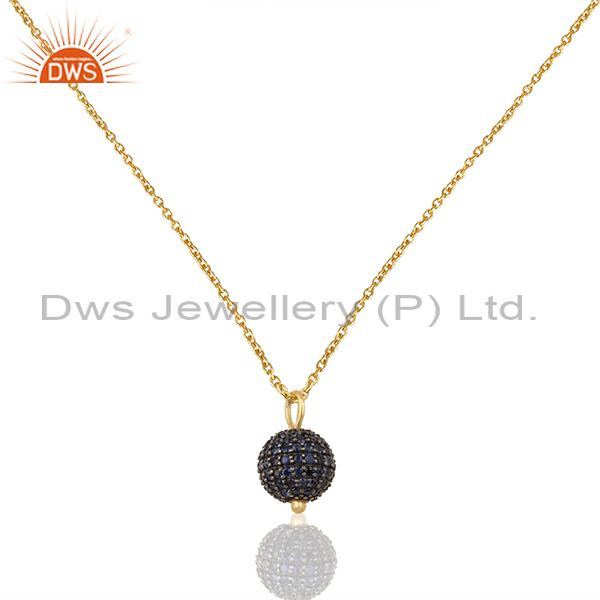 Sterling silver natural blue sapphire beads ball pendant wholesale