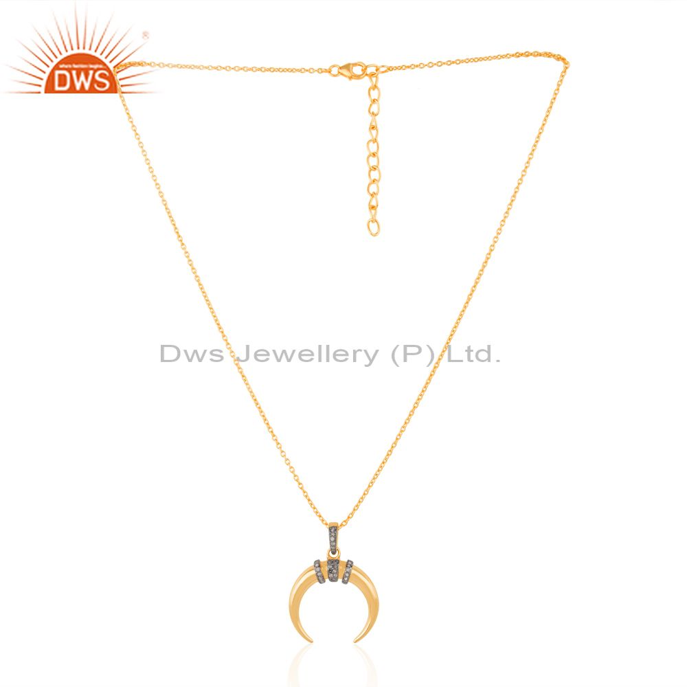 Horn charm gold plated 925 silver women designer chain pendant jewelry