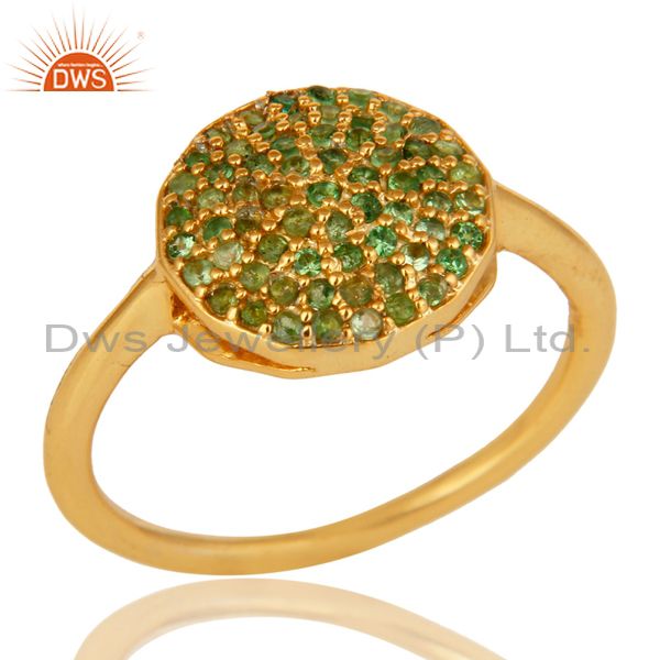 925 Sterling Silver Tsavorite Gemstone Stacking Ring With 14K Gold Plated
