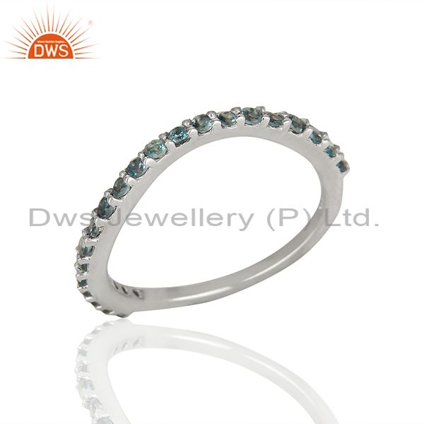 London Blue Topaz Solid 925 Silver Promise Band Ring Manufacturer