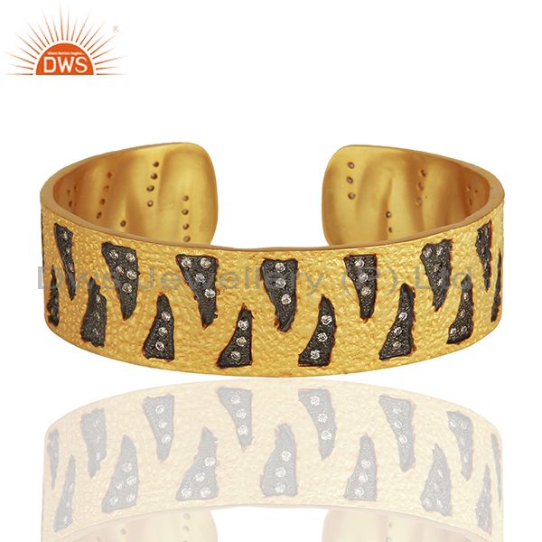 Black and gold plated brass fashion zircon cuff bracelet manufacturer