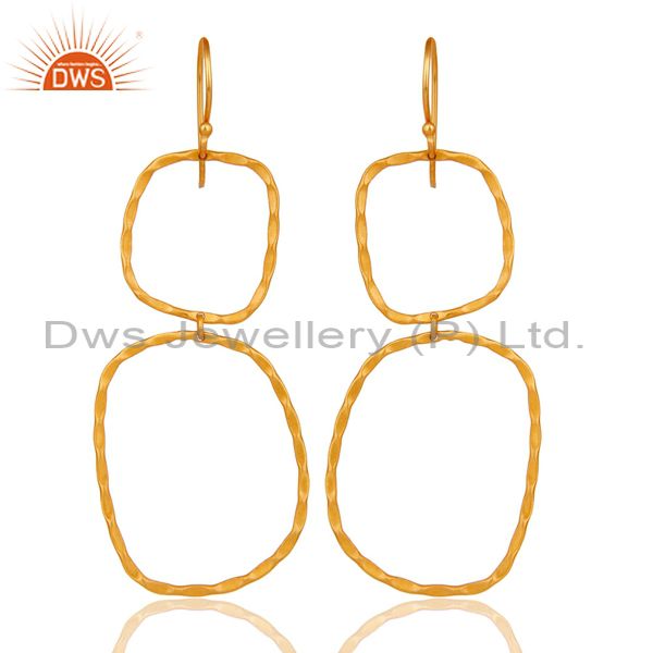 Handmade Simple Design 18k Gold Plated Brass Earrings Jewellery