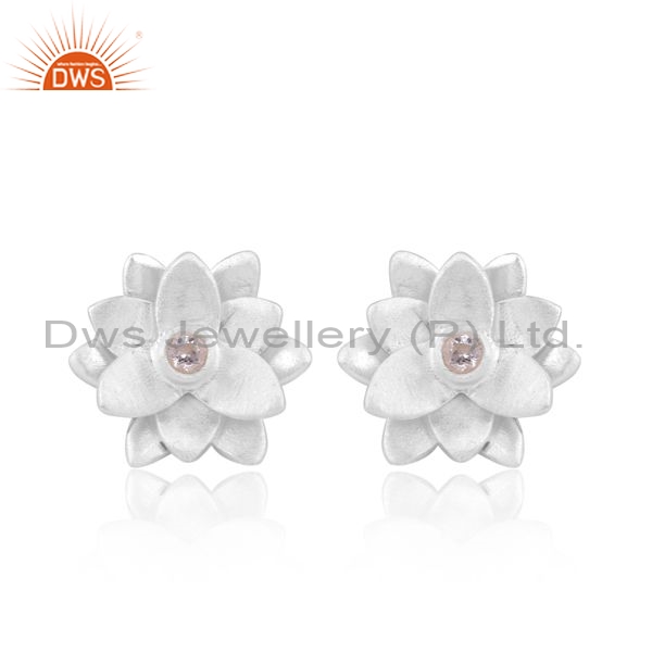 Sterling Silver White Earrings With Cubic Zirconia Round Cut