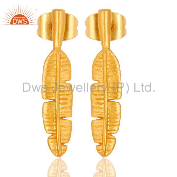 Leaf Design Gold Plated Handmade Brass Fashion Earrings Manufacturer