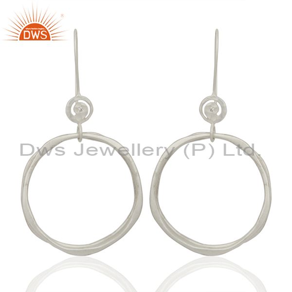 White Zircon Hoop Dangle Brass Fashion Earrings Gemstone Jewelry