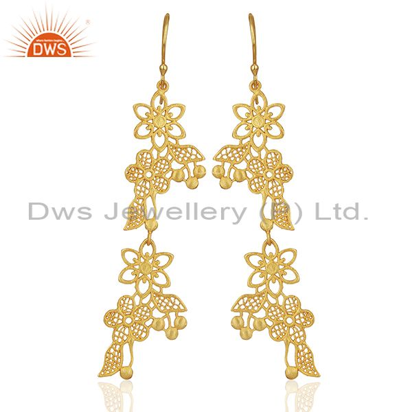 Flower trellis duet Gold Plated Designer Earring