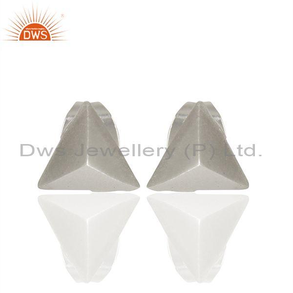 Pyramid Design Silver Plated Brass Fashion Stud Earring manufacturer