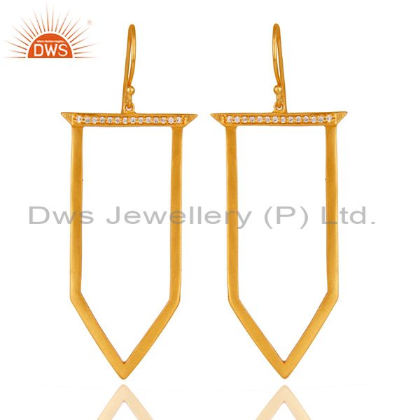 Traditional Handmade Ice Cream Design Brass Earrins with 18k Gold Plated & CZ