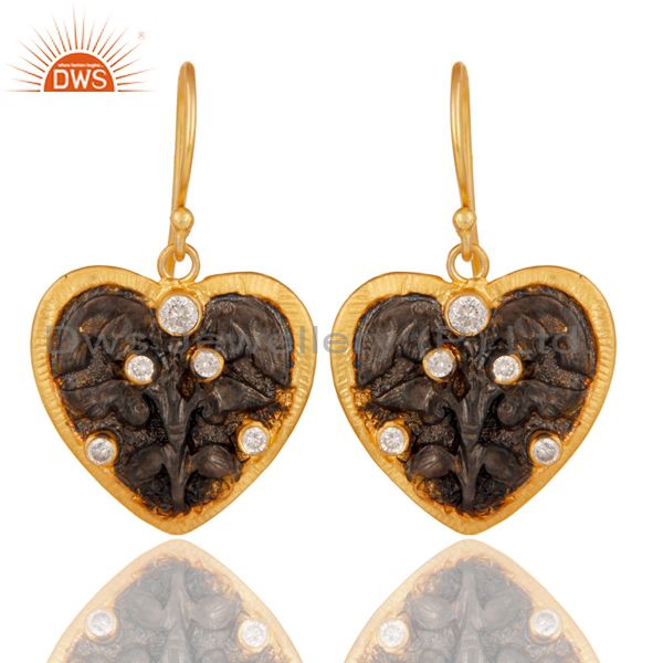 Traditional Handmade White Zircon Fashion Design Earrings With 22k Gold Plated