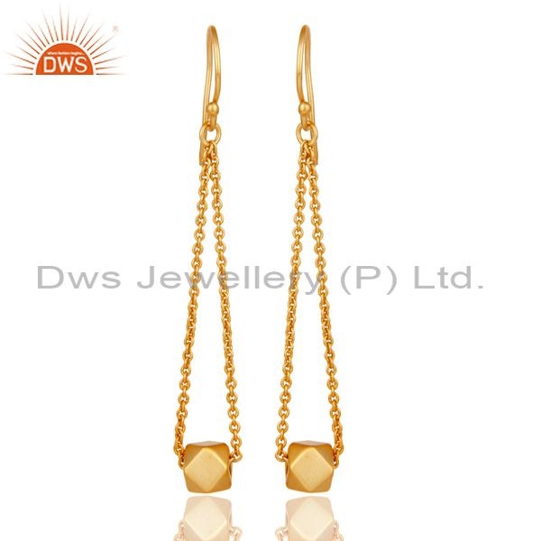 18k Yellow Gold Plated Handmade Classic Fashion Chain Link Brass Dangle Earrings