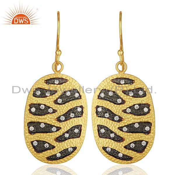 White Zircon Gold Plated Brass Fashion Girls Earrings Manufacturers