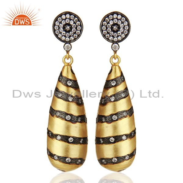 Designer Brass Gold Plated Fashion Cz Gemstone Earrings Wholesale